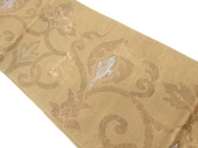 JAPANESE FUKURO OBI FOR SUMMER / PULP CLOTH / WOVEN FLOWER ARABESQUE